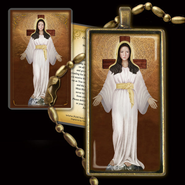 Our Lady of Akita Pendant & Holy Card Gift Set - Portraits of Saints