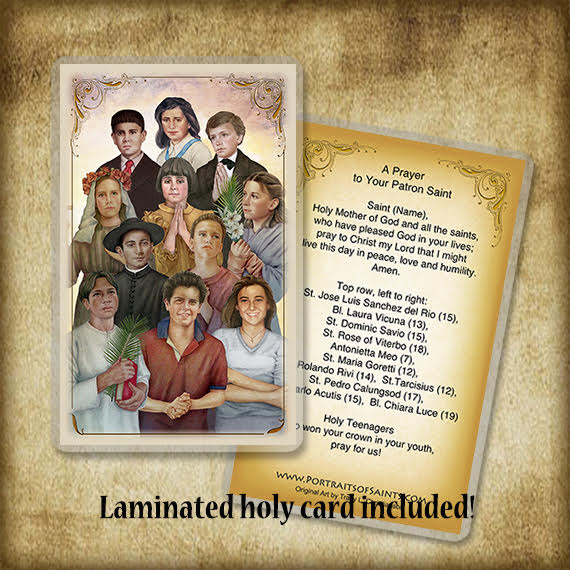 Holy Teenagers Plaque & Holy Card Gift Set - Portraits of Saints