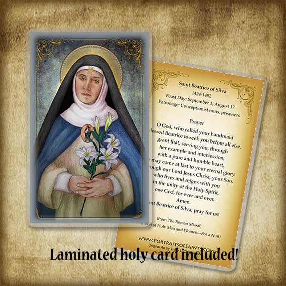 St. Beatrice of Silva Pendant Holy Card Gift Set Portraits of