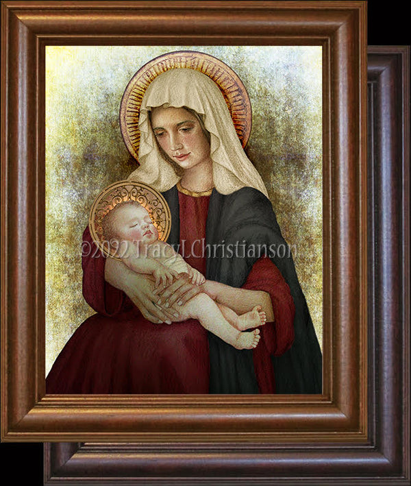 Madonna and Child Jesus hot matted and Framed Print