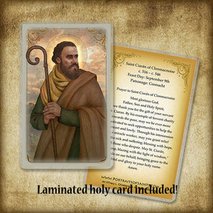 St. Ciarán of Clonmacnoise Plaque & Holy Card Gift Set