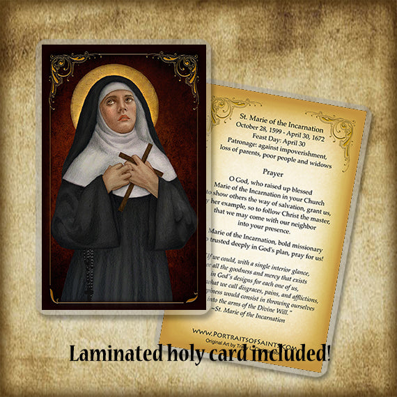 St. Marie of the Incarnation Pendant & Holy Card Gift Set - Portraits ...