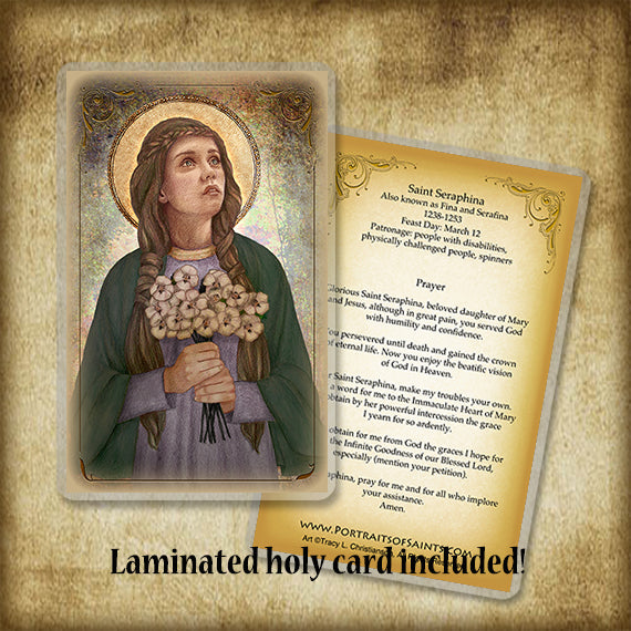 St. Seraphina Plaque & Holy Card Gift Set - Portraits of Saints