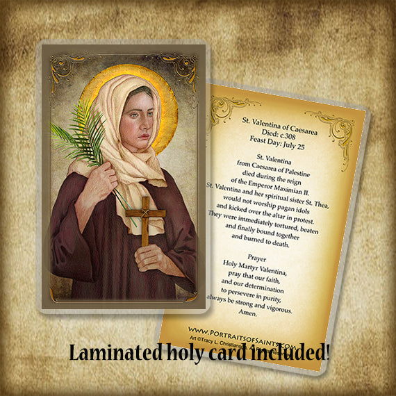 St. Valentina of Caesarea Plaque & Holy Card Gift Set - Portraits of Saints