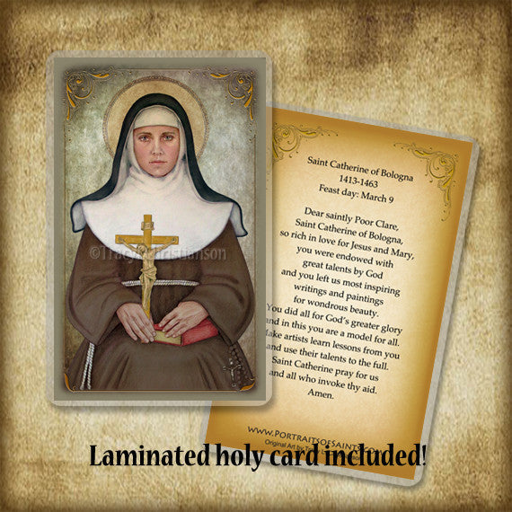 St. Catherine of Bologna Pendant & Holy Card Gift Set - Portraits of Saints