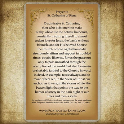 St. Catherine of Siena Holy Card - Portraits of Saints