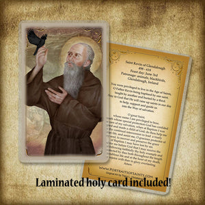 St. Kevin of Glendalough Pendant & Holy Card Gift Set