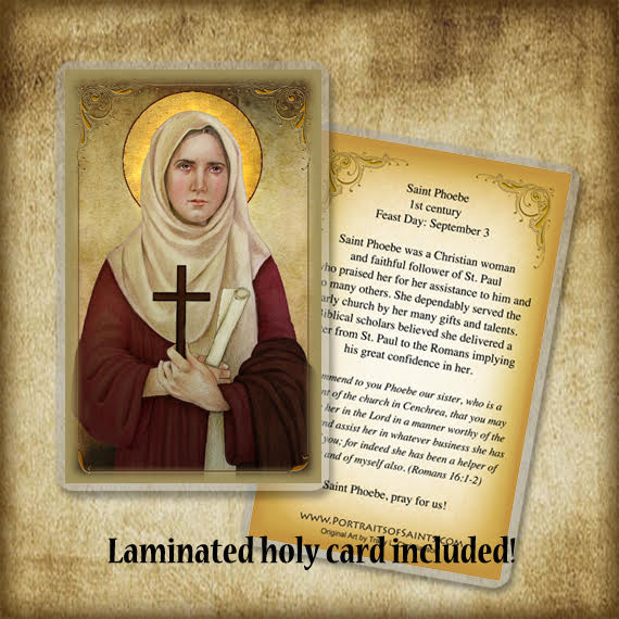 St. Phoebe Pendant & Holy Card Gift Set - Portraits of Saints