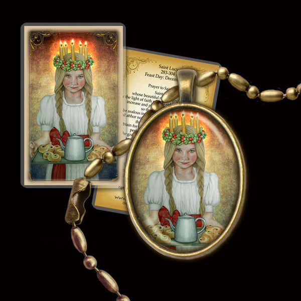 St. Lucia Pendant & Holy Card Gift Set - Portraits of Saints