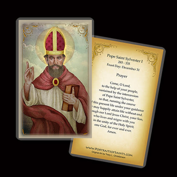 Pope St. Sylvester I Holy Card - Portraits of Saints