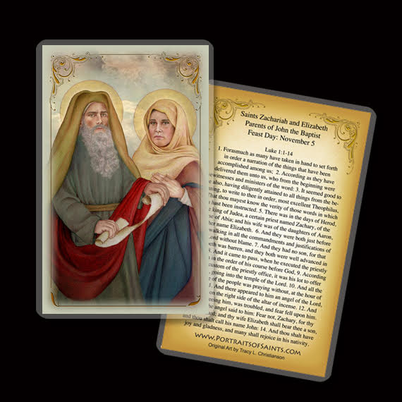 St. Zachariah & St. Elizabeth Holy Card - Portraits of Saints